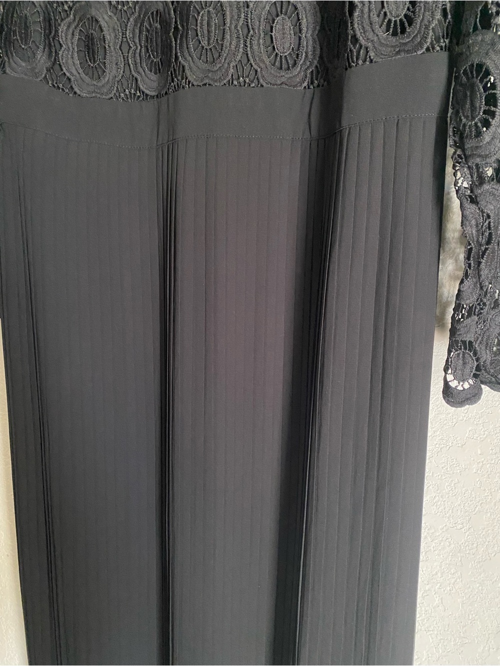ELOQUII Black Lace Long Sleeves Maxi Pleated Chiffon Skirt Formal Dress 14 New - Picture 6 of 14